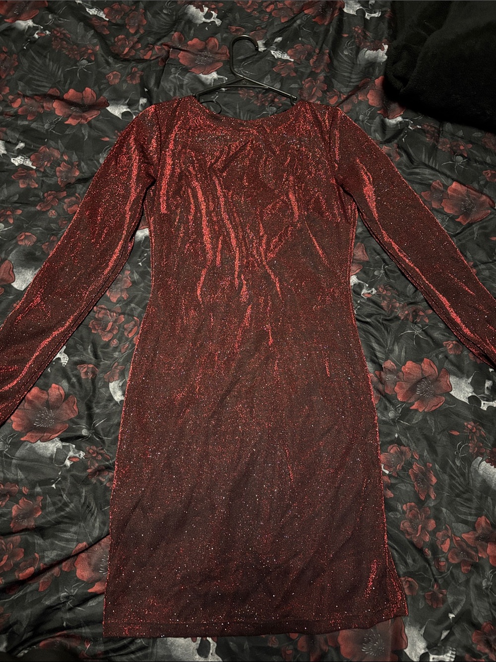 Windsor Red Sparkle Long-Sleeve Bodycon Dress